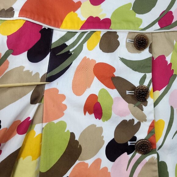 Talbots Womens Tulip Pleated A-Line Skirt Stretch 16 Knee Length Front Button - Picture 9 of 10